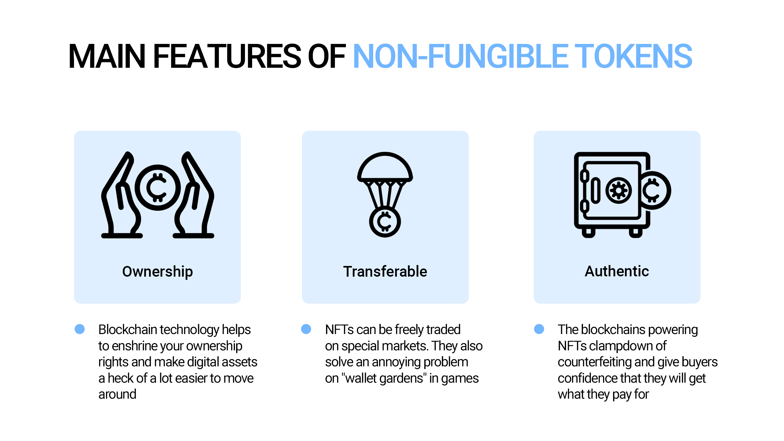 Main features of non-fungible tokens