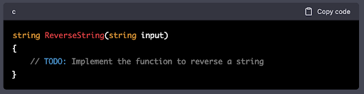 reverse a string incomplete code