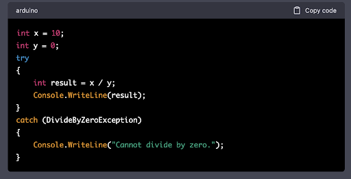unhandled exception fixed code