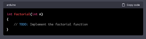 calculatefactorial number chatgpt code